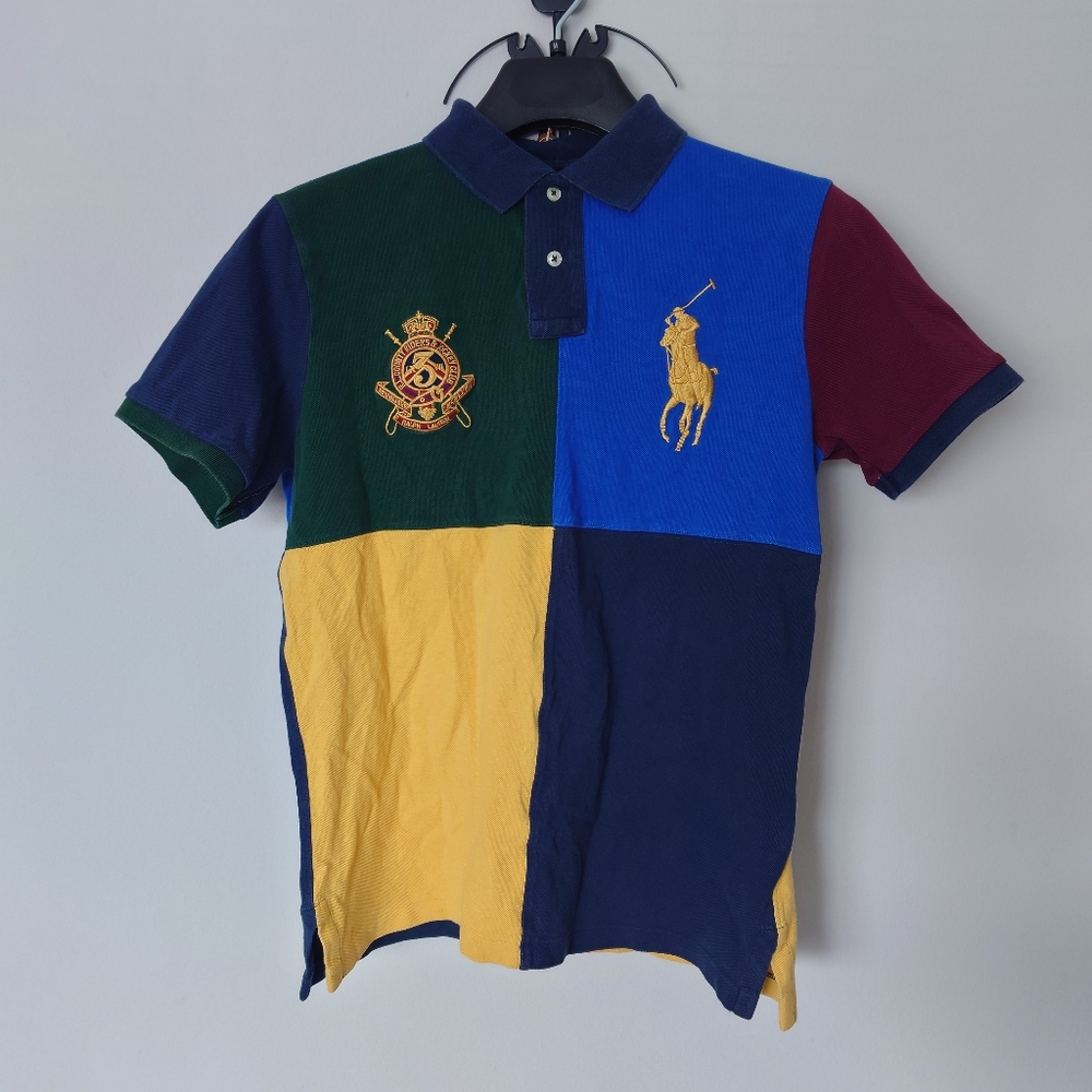 Polo Ralph Lauren Custom Slim Fit Colorblocked Crest Gold Big Pony Polo Shirt